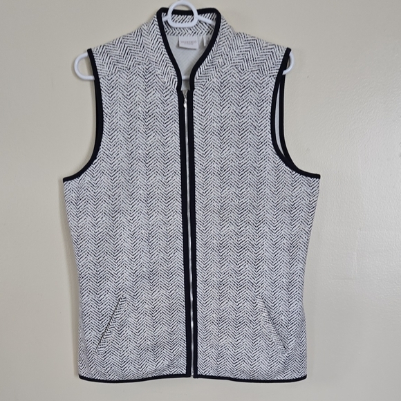 Chico's Other - Chico's Weekends Navy & White Patterned Knit Vest Size 1 Unisex